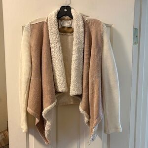 Anthropologie Saturday Sunday Cream and Brown Cardigan Shrug size XS